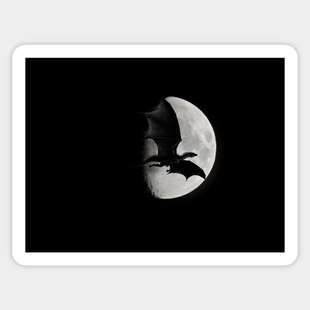 Moon Dragon Sticker by blackroserelicsshop@gmail.com